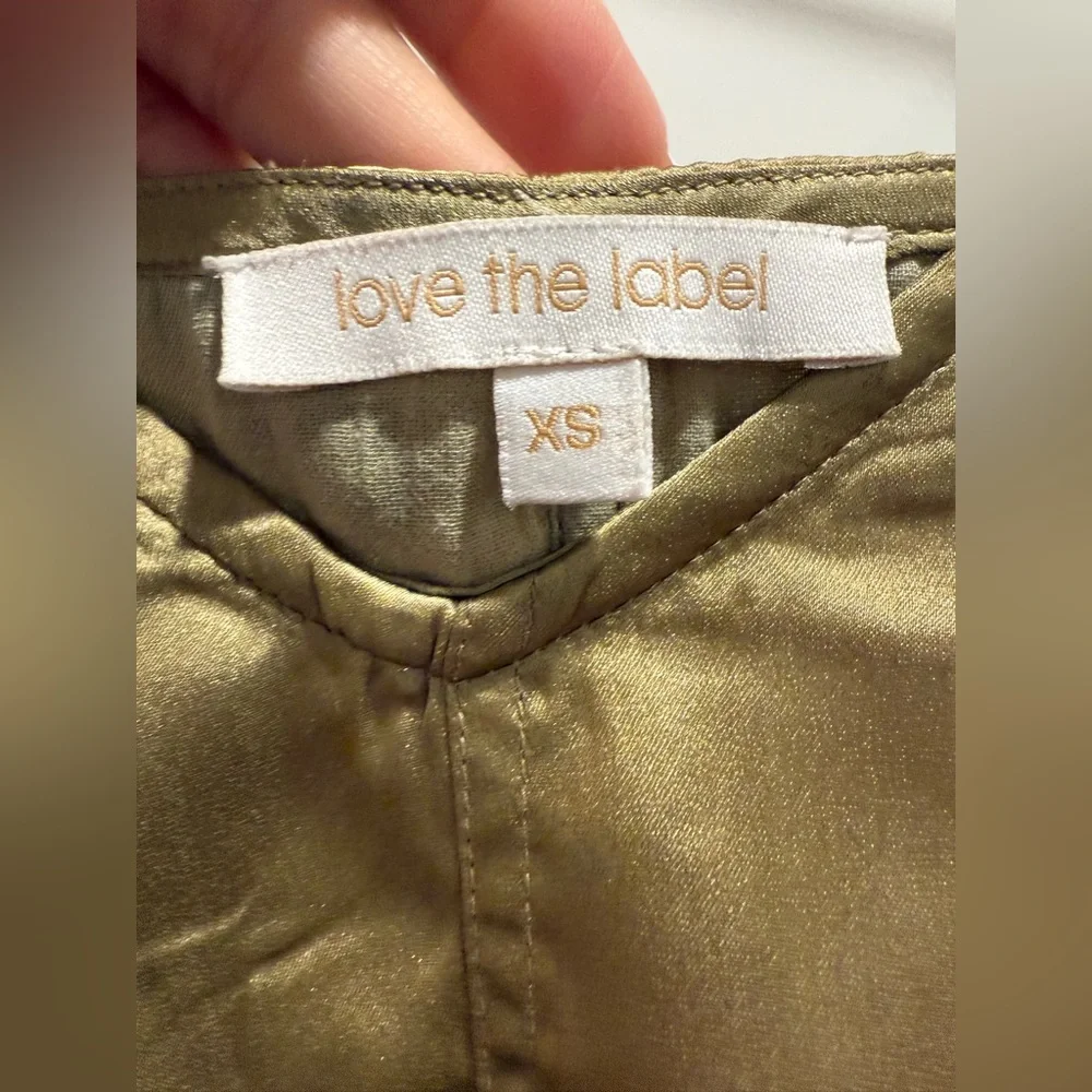 Love The Label Anthropologie Sleeveless Utility Satin Green Midi Dress Size XS - Picture 11 of 13